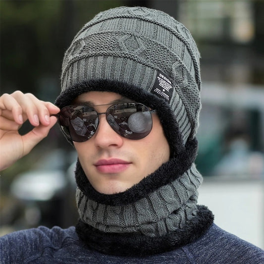 Warm Knitted Suit Set Soft Stretch Winter Hats For Men&Women Leisure Beanie Cap