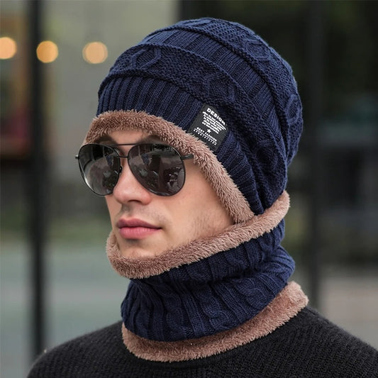 Warm Knitted Suit Set Soft Stretch Winter Hats For Men&Women Leisure Beanie Cap